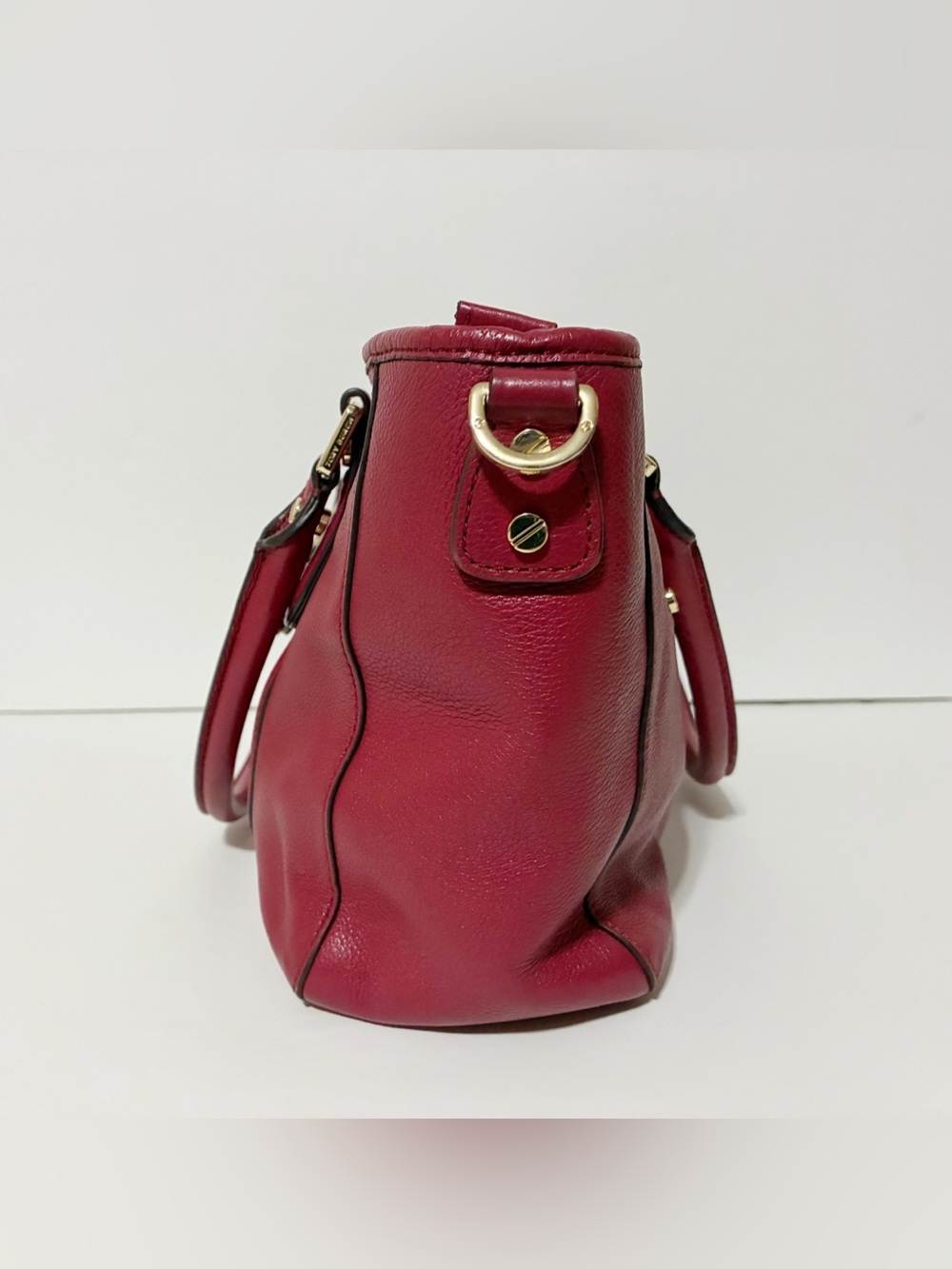 Tory Burch Red Leather Medium Tote Bag Handbag Shoulder Bag With Strap - Picture 4 of 10